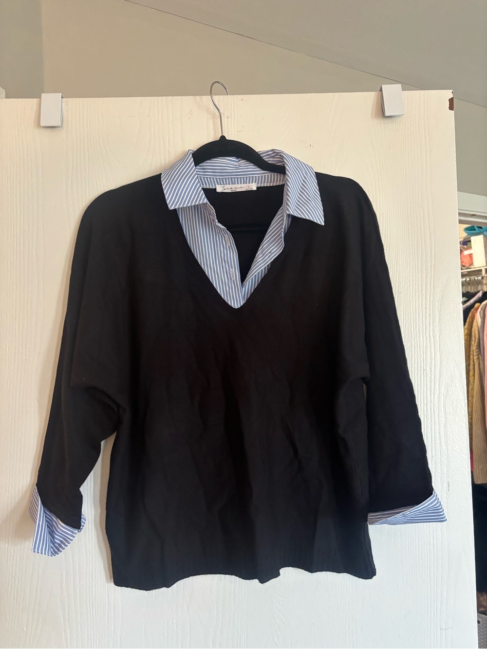 Sioni navy and two tone top size large